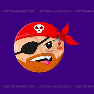 Halloween holiday cartoon pirate emoji character - vector clipart