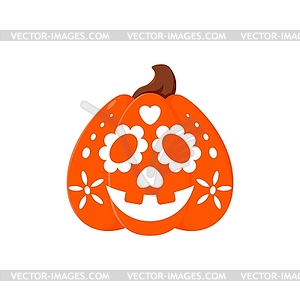 Halloween pumpkin carving with mexican ornaments - vector image