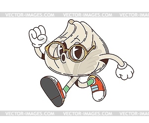 Retro cartoon dim sum groovy funny character - vector image