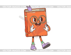 Cartoon retro groovy school textbook character - vector clipart