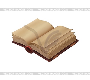 Ancient book for game with open old paper pages - vector image