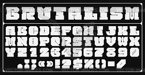 Bold brutal font, abstract geometric alphabet type - vector clip art