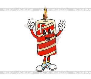 Retro Christmas candle character with stripes - royalty-free vector clipart