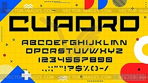 Strong futuristic type, square sport, techno font - vector image