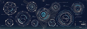 Futuristic digital HUD elements, cyber technology - vector image