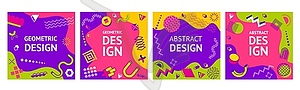 Memphis abstract geometric banner square templates - vector image