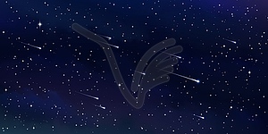 Starry space sky with comets and shooting stars - vector clipart