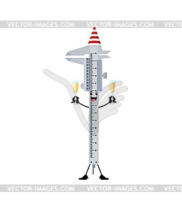 Cartoon christmas vernier caliper with glasses - vector EPS clipart