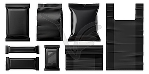 Realistic 3d black package mockup 3d set - royalty-free vector image