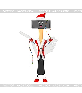 Cartoon Christmas sledgehammer with light garland - royalty-free vector clipart