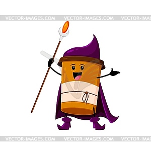 Cartoon coffee cup wizard or warlock character - vector image