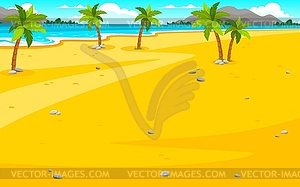 Cartoon tropical summer beach landscape - color vector clipart