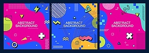 Abstract geometric Memphis banners square template - vector image