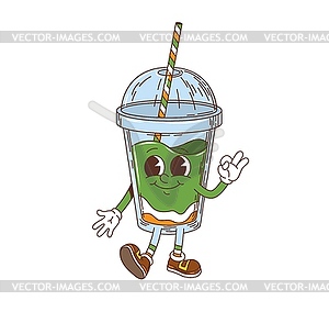 Cartoon groovy smoothie drink beverage character - vector clipart