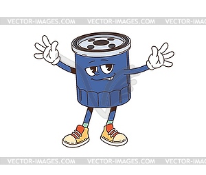 Cartoon groovy filter automobile part character - vector clipart