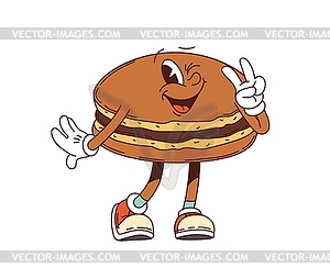 Cartoon groovy Japanese dorayaki dessert character - vector clipart