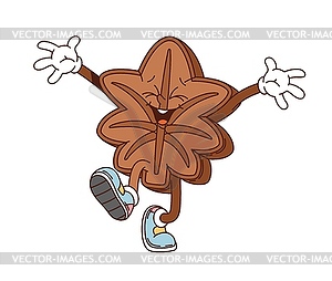 Cartoon groovy japanese manju dessert character - vector clip art