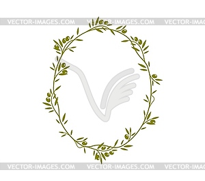 Olive leaves, branches and vines frame border - vector clipart / vector image