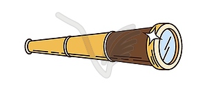 Cartoon spyglass, groovy vintage corsair telescope - vector clip art