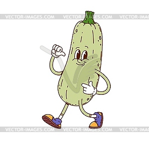 Groovy ripe zucchini vegetable funny character - vector image