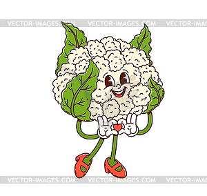 Groovy cauliflower cabbage vegetable character - vector image