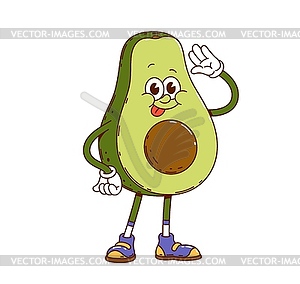 Groovy avocado vegetable cheerful character - vector image