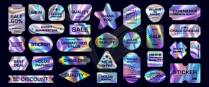 Hologram y2k stickers, iridescent gradient labels - vector EPS clipart