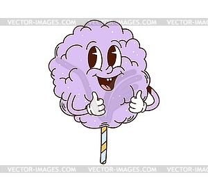 Cartoon retro cotton candy groovy character - vector clipart