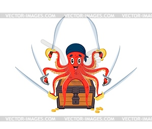 Cartoon octopus animal pirate corsair character - vector clipart