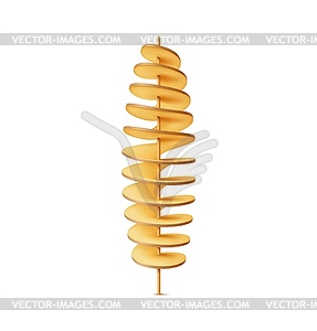 Realistic 3d raw and fried potato tornado snack - vector image