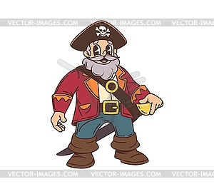 Cartoon pirate, corsair sailor cheerful character - vector clip art