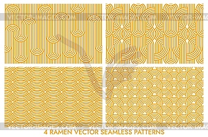 Ramen noodles pasta seamless patterns - royalty-free vector image