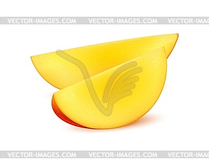 Realistic ripe raw tropical mango fruit slices - vector image