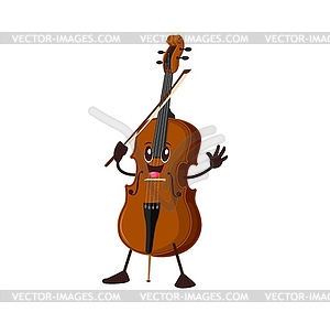 Cartoon funny contrabass instrument character - vector clipart