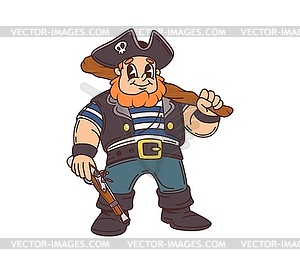 Cartoon pirate, corsair captain cute character - vector image