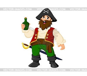 Cartoon pirate, privateer bandit cute character - vector image