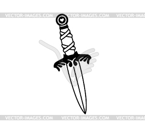 Y2k tattoo dagger with wrapped hilt and heart - vector clip art