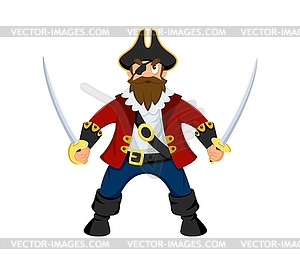 Cartoon pirate, corsair bandit comical character - vector clipart