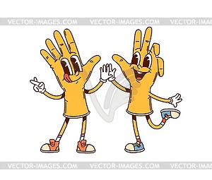 Groovy gloves characters ready to protect hands - stock vector clipart