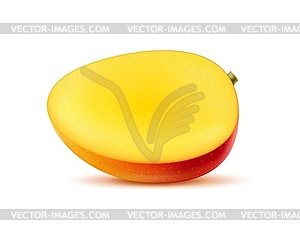 Realistic raw ripe tropical seedless mango half - vector image