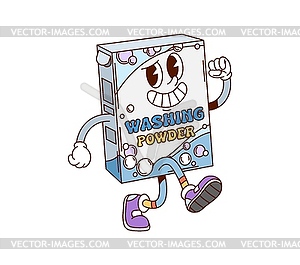 Groovy washing powder, cartoon box of detergent - vector image