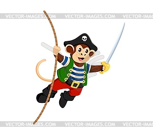 Cartoon monkey pirate and corsair animal character - vector clipart