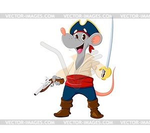 Cartoon rat or mouse animal pirate character - vector clip art