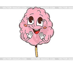 Cartoon groovy fast food cotton candy character - vector image