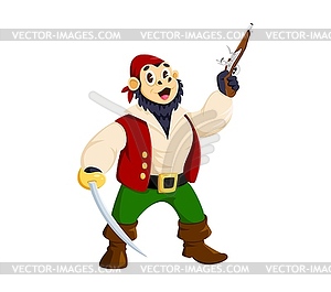 Cartoon gorilla monkey animal pirate or corsair - royalty-free vector image