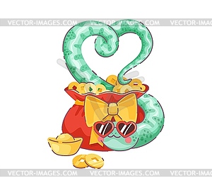 Cartoon valentines Asian snake forms heart shape - royalty-free vector clipart