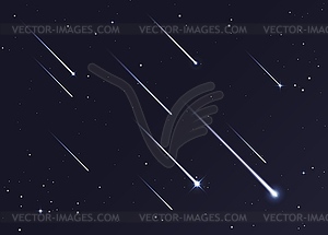 Night sky shooting stars background - vector clipart