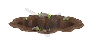 Dirty pit and burrow, cartoon deep ground hole - vector clipart