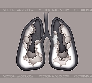 Paper cut lungs with cigarette smoke, stop smoking - royalty-free vector clipart