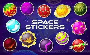 Fantasy galaxy alien space planets stickers pack - vector clipart / vector image